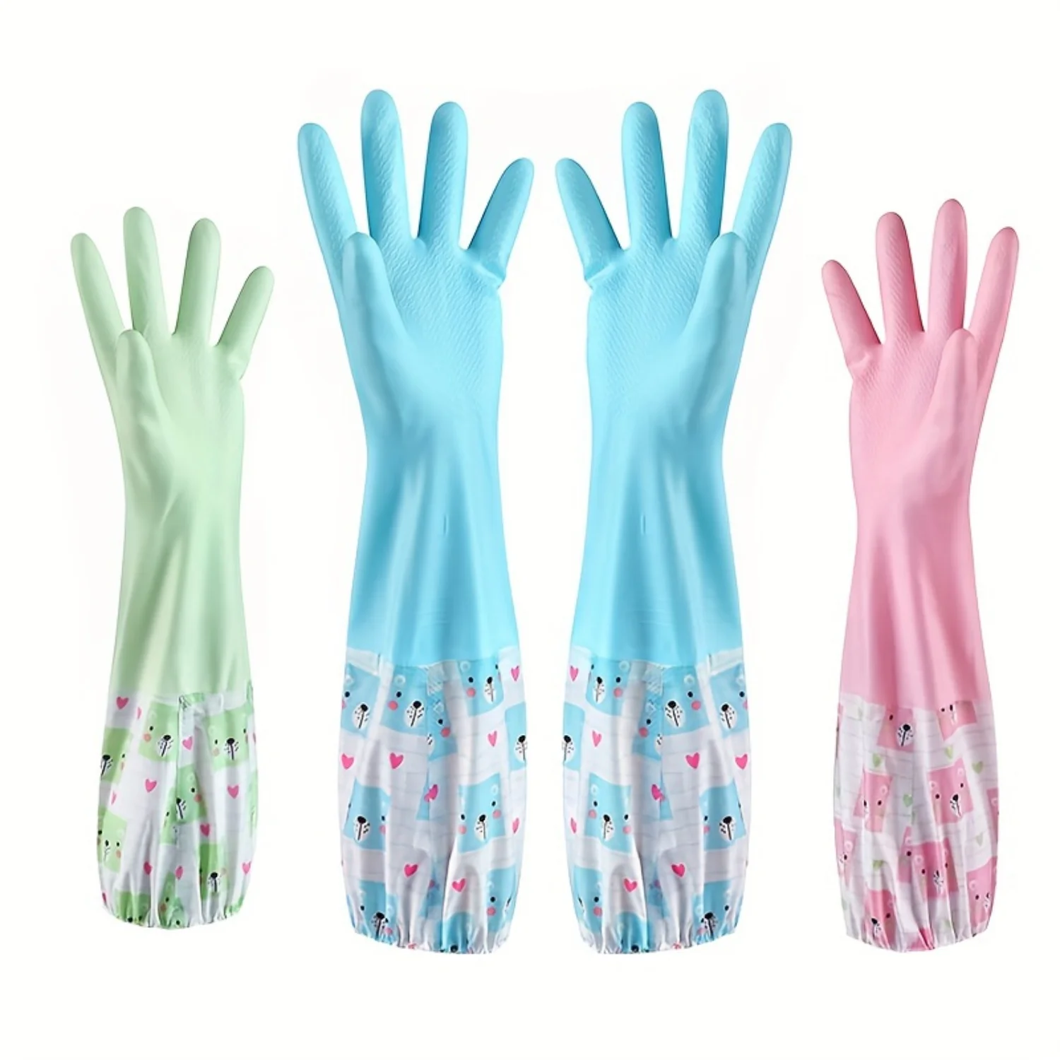 One Set of Three Pairs: 2pcs Dishwashing Sponge, Plush Gloves, Wholesale Durable Cleaning, Laundry Rubber Gloves, Waterproof, Th