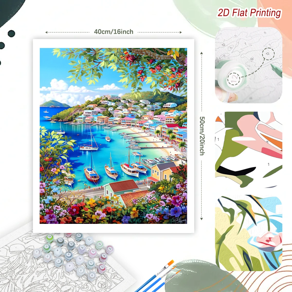 RUOPOTY Paint By Numbers Wall Harbor Town Decor Decorative Paintings Landscape Acrylic Painting on Canvas On canvas Picture On