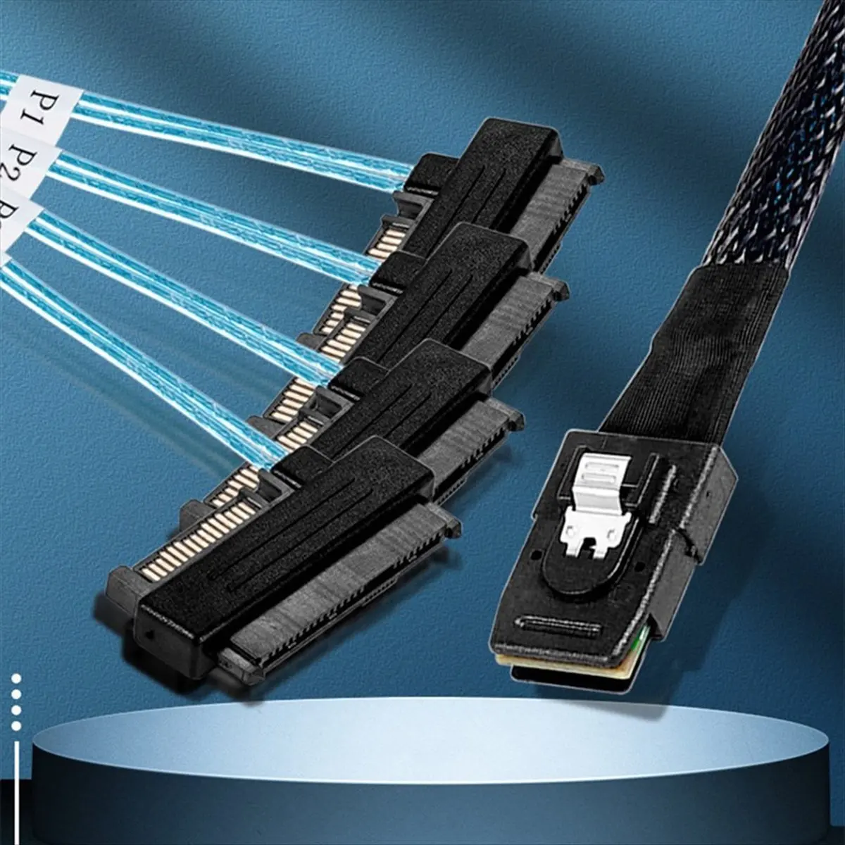 

Persevering- Mini Sas Sff-8087 to 4 Sff-8482 Server Array Card Hard Drive Data Cable Sata Power Cable 0.5m