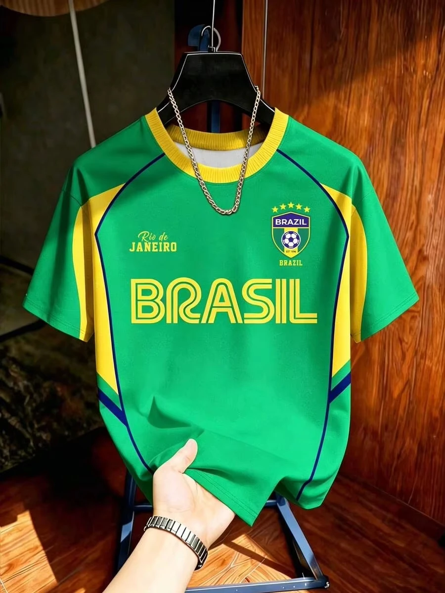 Selección Nacional de Brasil para Hombres # Camiseta de Fútbol de Secado Rápido, Transpirable y Ligera para Entrenamiento Deportivo, para Aficionados al Deporte