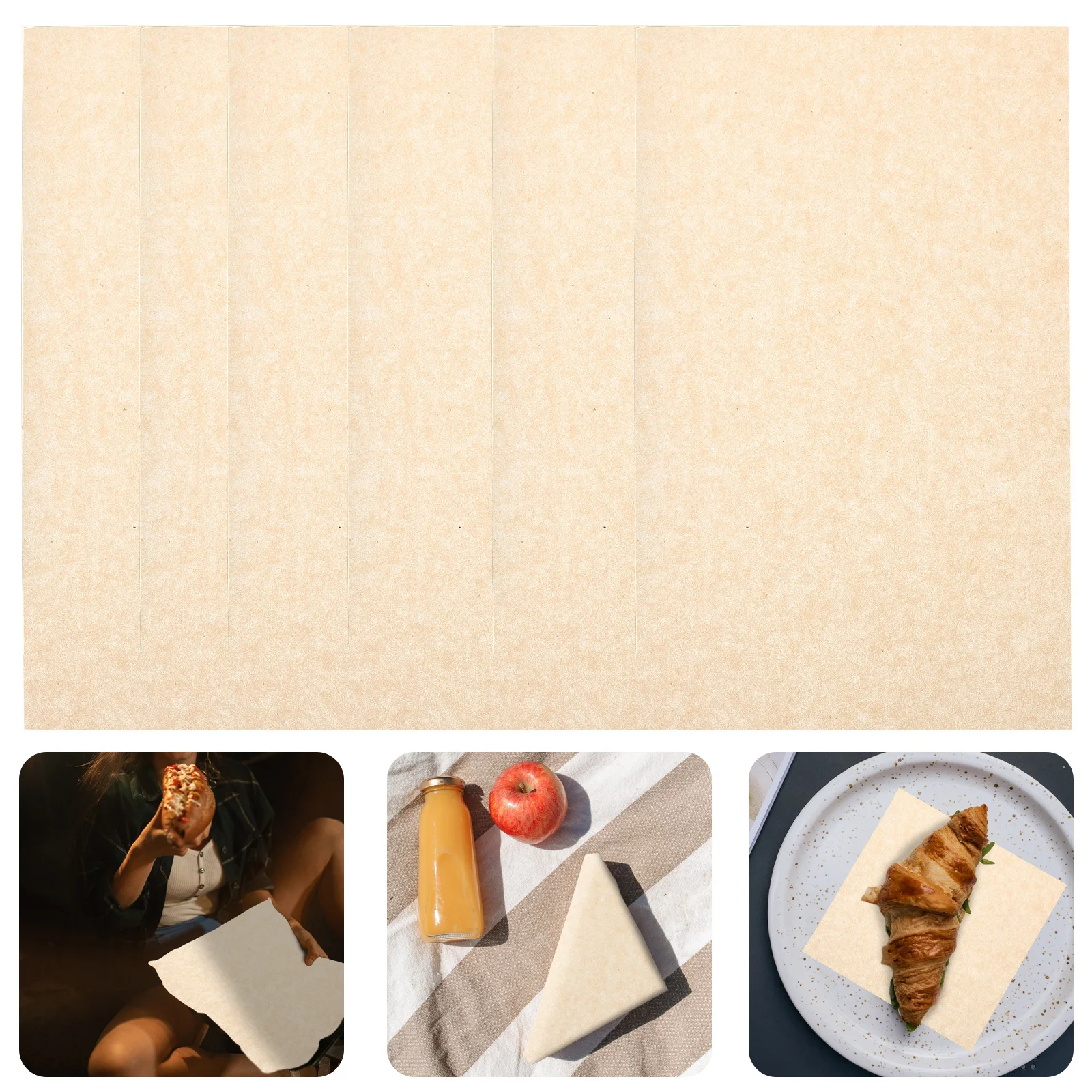 100 hojas de papel de regalo a prueba de grasa de calidad alimentaria, envoltorios para sándwiches y pasteles, revestimientos para envasado de alimentos, hornear, fiestas, patatas fritas