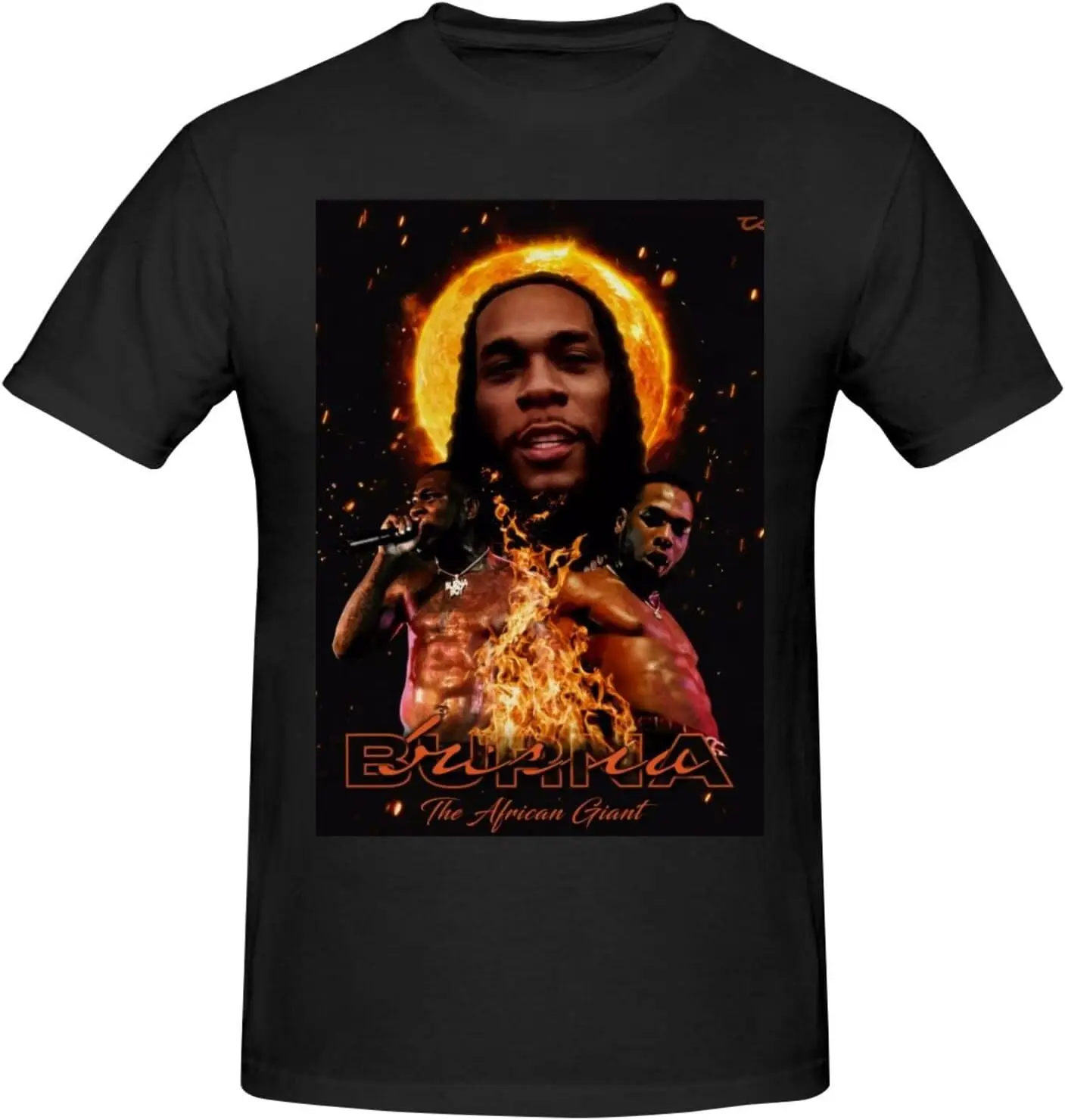 

Burna Music Boy Shirt Men'S Breathable Crewneck Short Sleeve Cotton Tshirts Personalized Pattern Custom Te