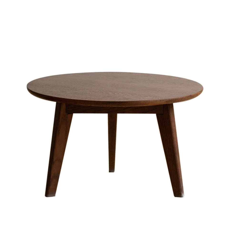 

100% Solid Oak Wood Coffee Table 60x60x35cm Walnut Color Easy To Assemble Study Desk