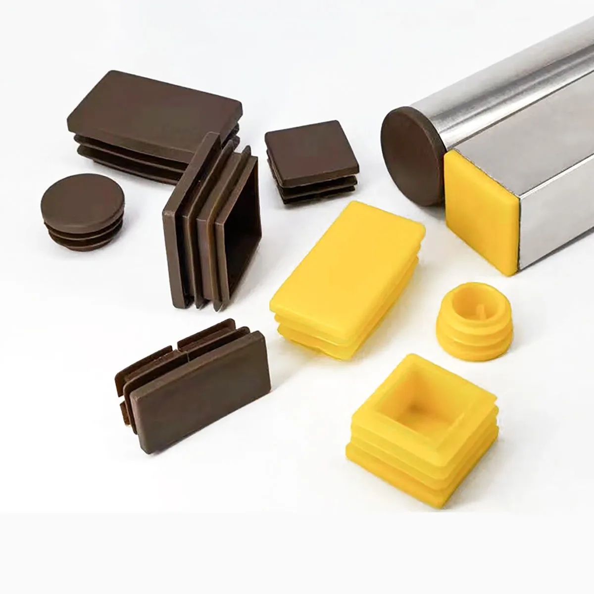4-50 pezzi marrone quadrato rotondo tappo per tubo tappo terminale tavolo sedia gamba protezioni piedini di livellamento 19 22 25 28 32mm 20x20-100x100mm