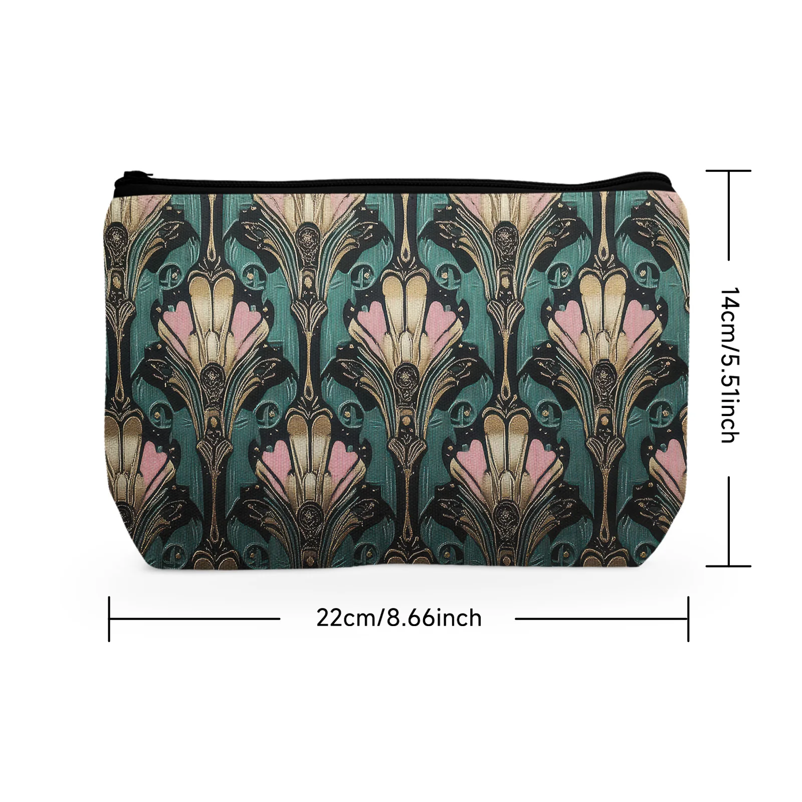 1Pc Special Pattern Cosmetic Bag Green Pink Black Gothic Bohemian Style Cosmetic Bag Suitable For Daily Travel Storage