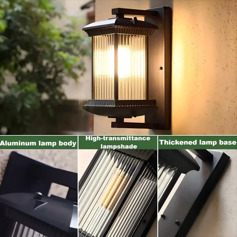 الرجعية في الهواء الطلق وحدة إضاءة LED جداريّة ضوء مقاوم للماء IP65 الألومنيوم الأسود خارج أدى أضواء الجدار حديقة ساحة شرفة الشرفة النمط الصيني الجديد #2