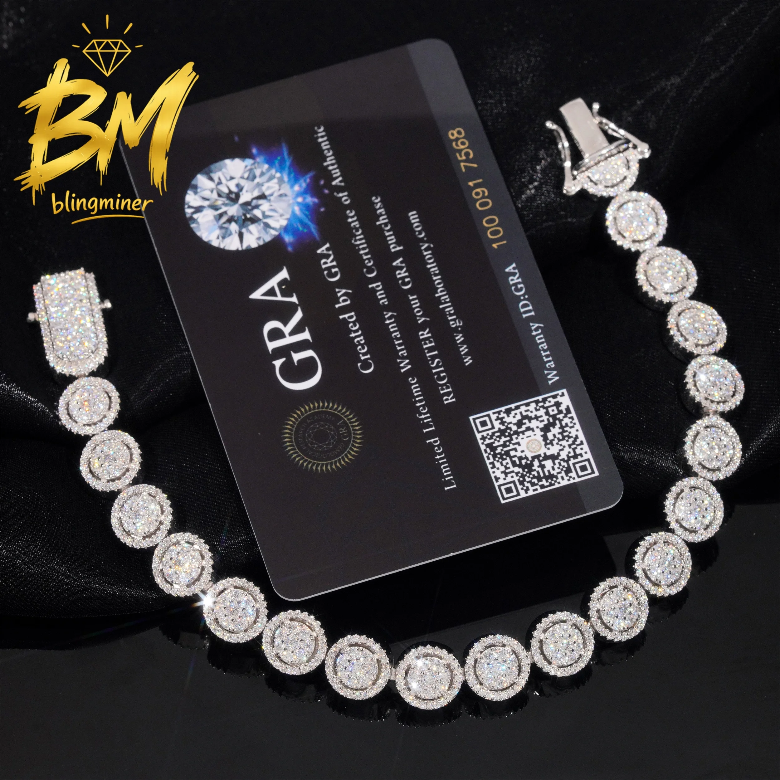 Blingminer New Design 10MM VVS Moissanite Cuban Link Bracelet For Men Women S925 Jewelry Pass Diamonds Tester Free Shipping