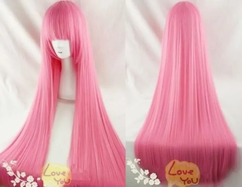 

Hot Sale NEW pink long straight cosplay wig 100cm