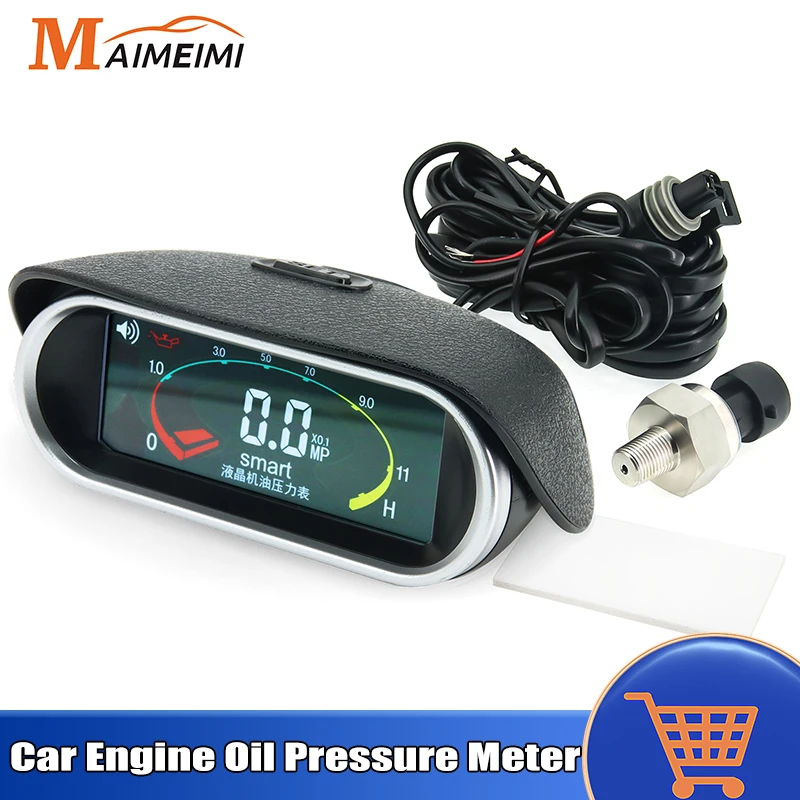 LCD Digital Display Oil Pressure Gauge Car Engine Oil Pressure Meter with Oil Pressure Sensor 1/8 NPT For Car Auto Truck 12V 24V