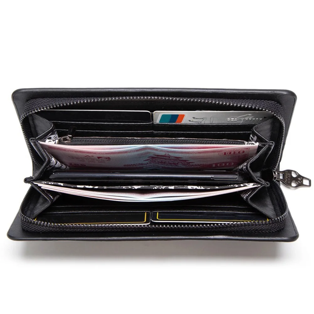 

Long Wallet for Women with Large Capacity Zipper Design Multi-Card Organizer Compact Purse for Outdoor Travel Daily Use Black