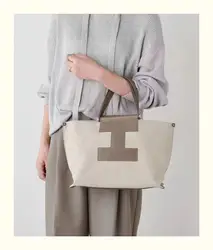 Bolso de mano de lona de diseño Simple en forma de H para mujer, gran capacidad, moda, Compras para mamá, bolsa de pañales, gris, gran oferta