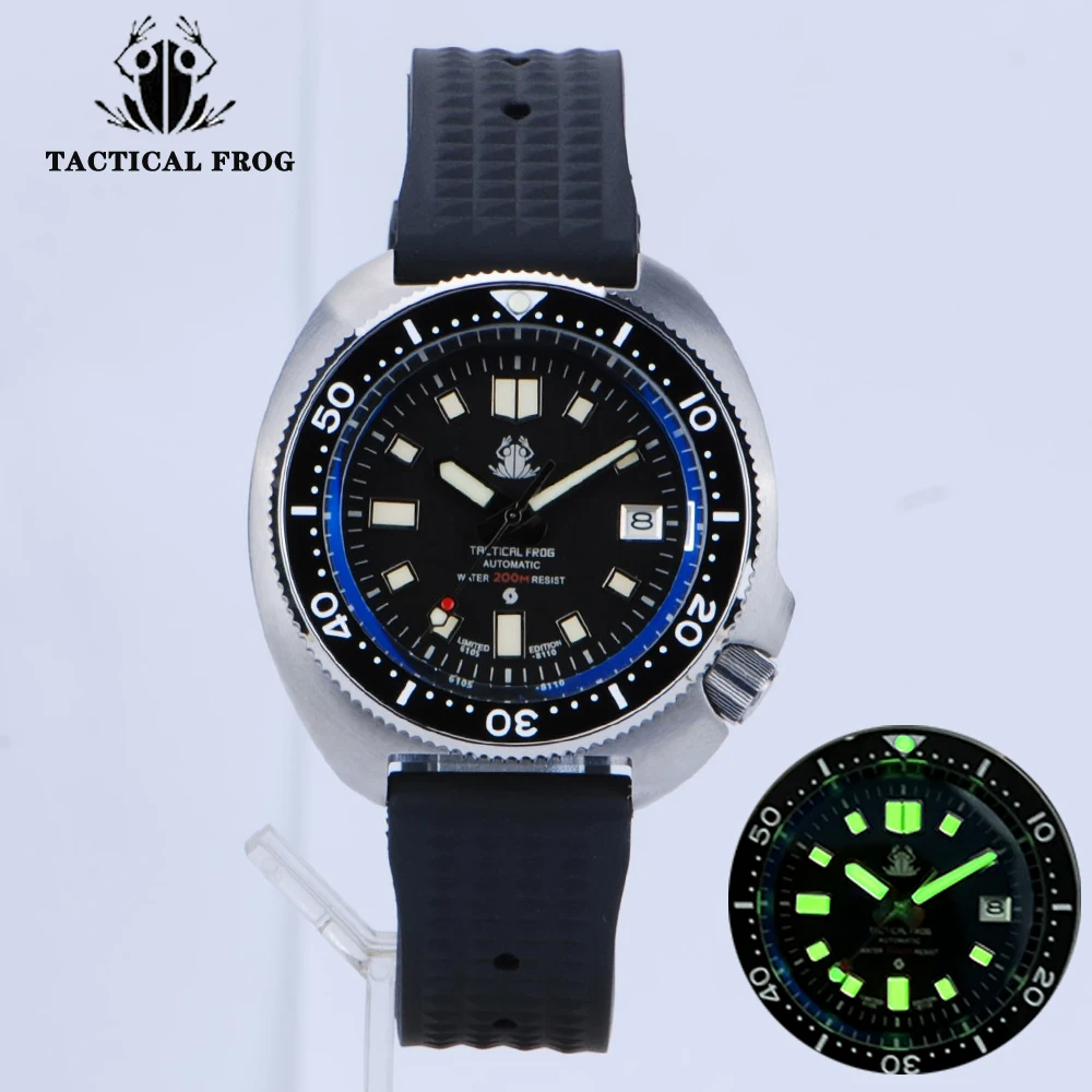 Tactical Frog Men Watch NH35 Movement Abalone Ceramic Bezel 200M Water Resistance Automatic Mechanical Dive Super Luminous Watch