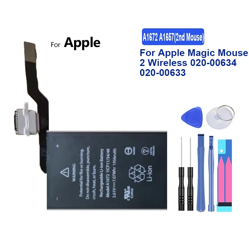 1956mAh Battery A1644 A1645 A1843 A1672 A1657 For Apple Magic Keyboard 2 (2nd Gen) Mouse 2 Wireless 020-00634 020-00633 Bateria