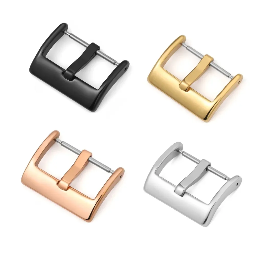 16mm 18mm 20mm 22mm 24mm 304L Stainless Steel Pin Buckle Square Button Matte Polished Clasp Watch Strap Metal Buckle Accessories