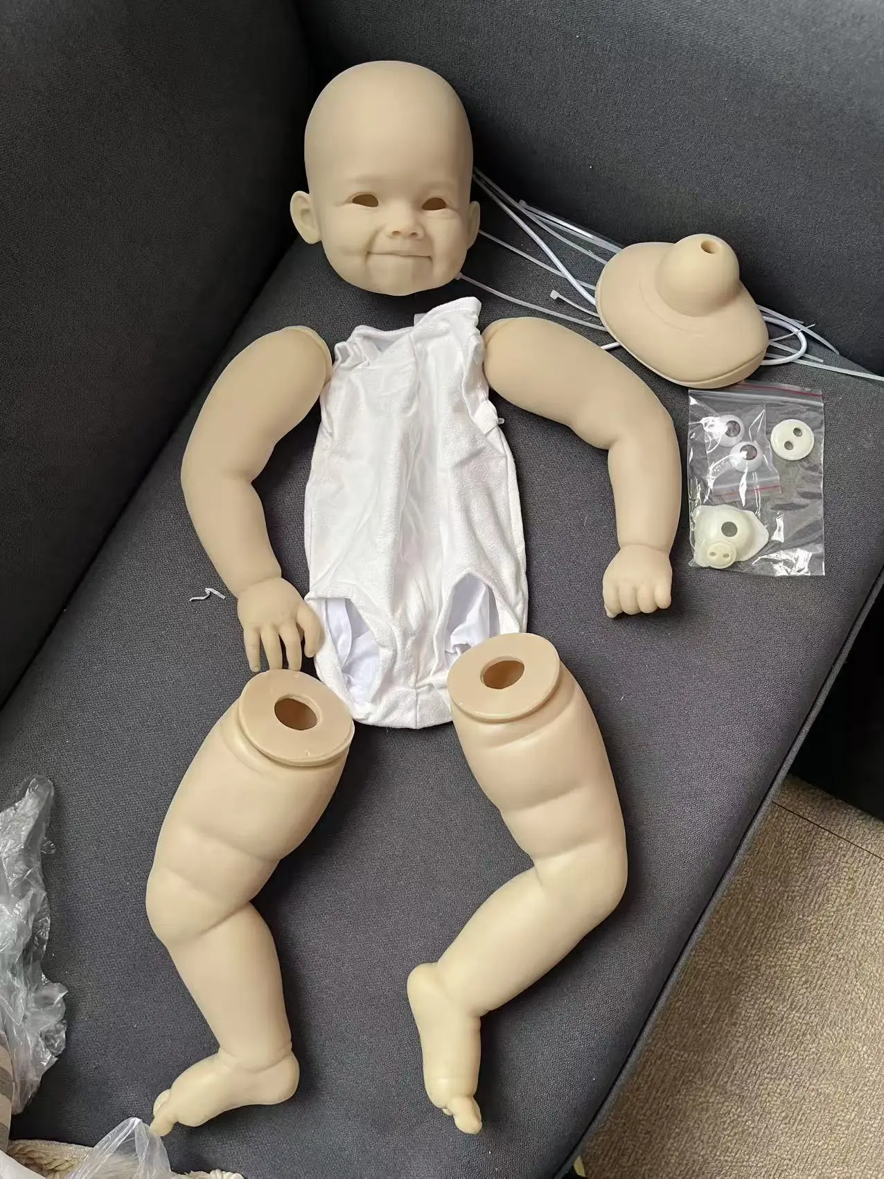

26INCH Reborn Toddler Doll Kit Raya Lifesize Fresh Color Soft Touch Reborn Doll Parts with Body Connector Eyes Name on Back