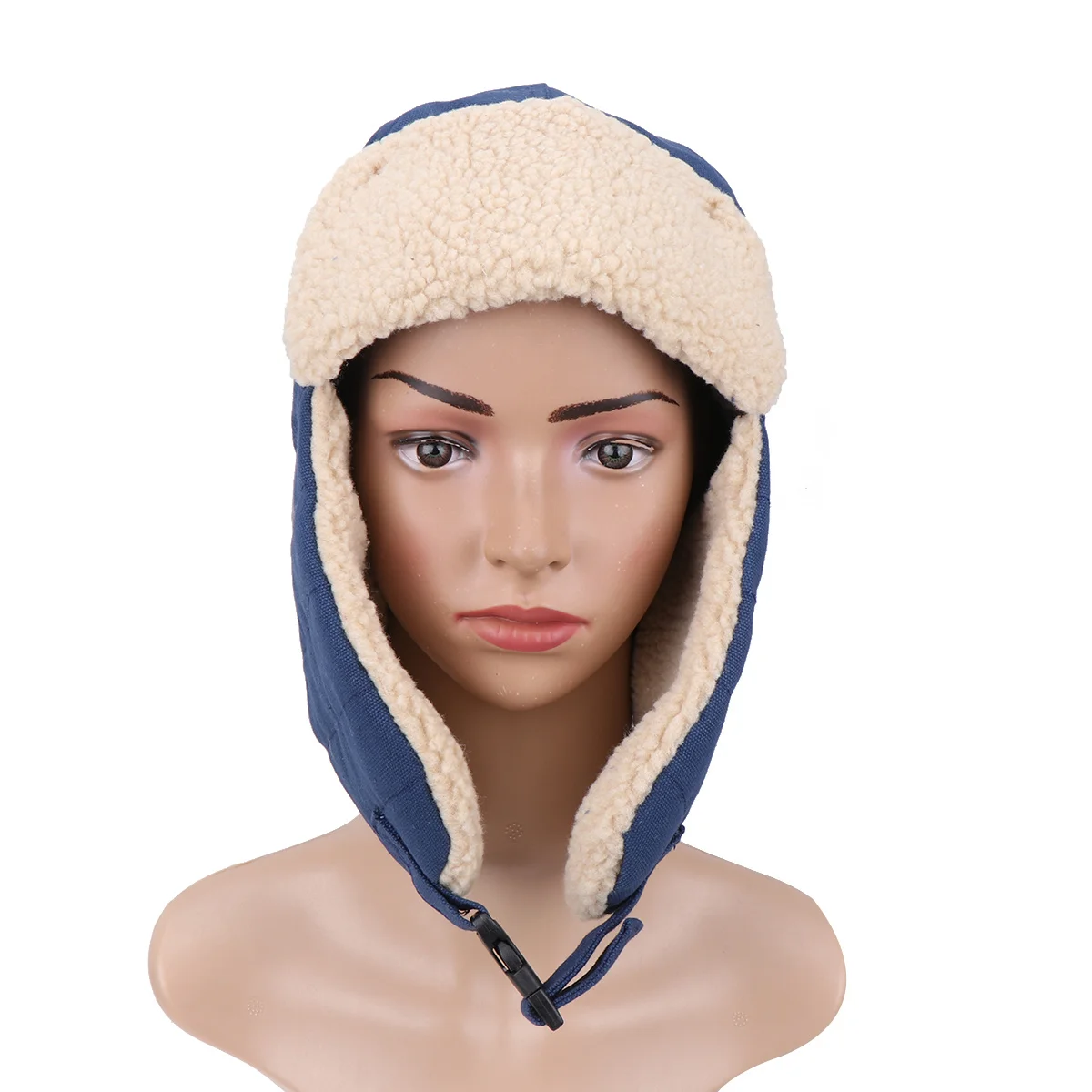 

Winter Outdoor Windproof Thick Ear Flap Hat Adjustable Buckle Blue Warm Cap for Skiing Cycling Hiking Men Women