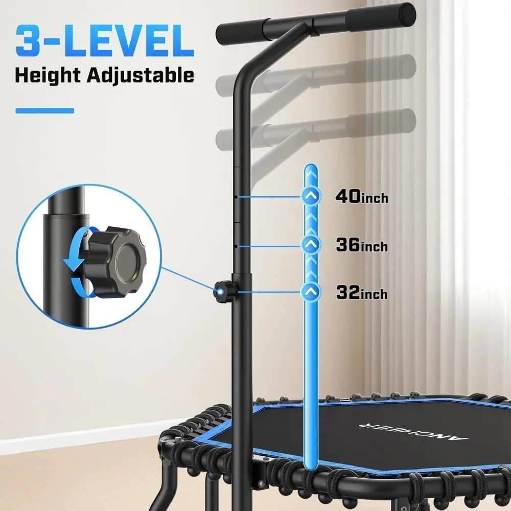 تخفيضات كبيرة - ترامبولين ريبوندر 50 بوصة للبالغين مع شريط، ترامبولين صغير 550 رطلاً، تمرين هادئ بنجي القفز على القلب #6