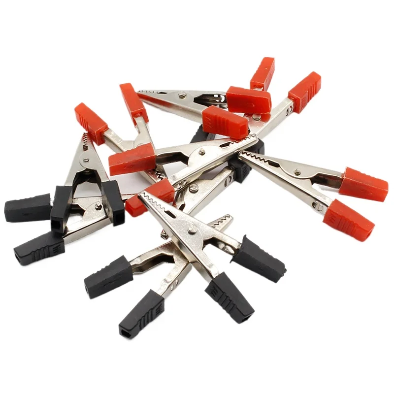10pcs red/black 5cm Metal Alligator Clips Test Clips, Electronic Product Test Clips With Solder Ports