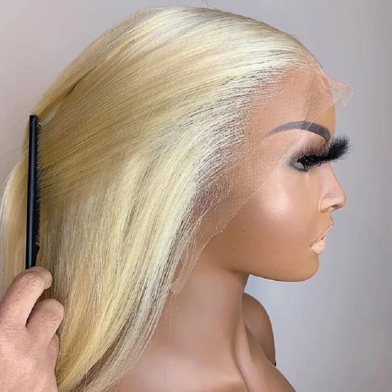 Straight 613 Hd Lace Frontal Wig 13x6 180 Density Blonde Straight Human Hair Blonde 13x6 Lace Wigs Pre Plucked With Baby Hair