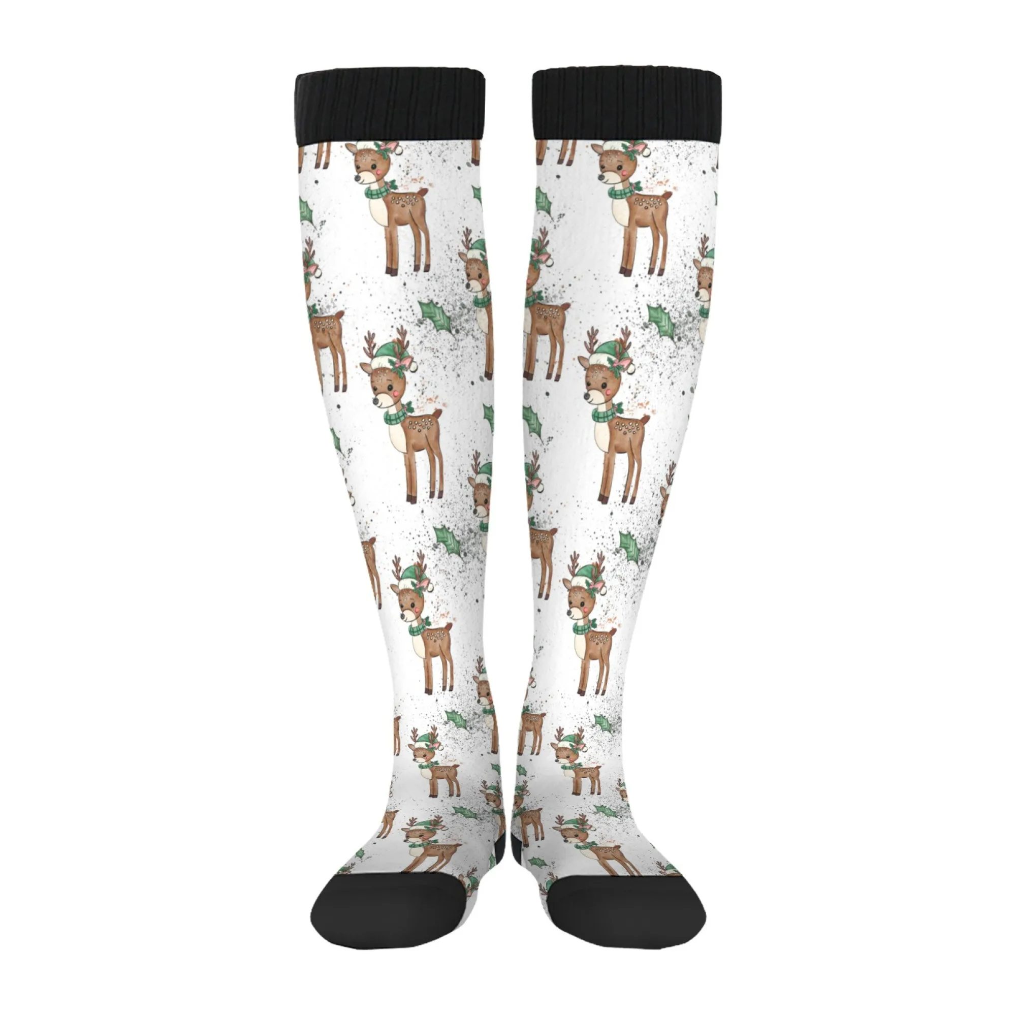 Nuevos calcetines largos hasta la rodilla con dibujos de ciervos de Navidad, calcetines cálidos antideslizantes, calcetines deportivos de compresión elástica, accesorios de Feliz Navidad