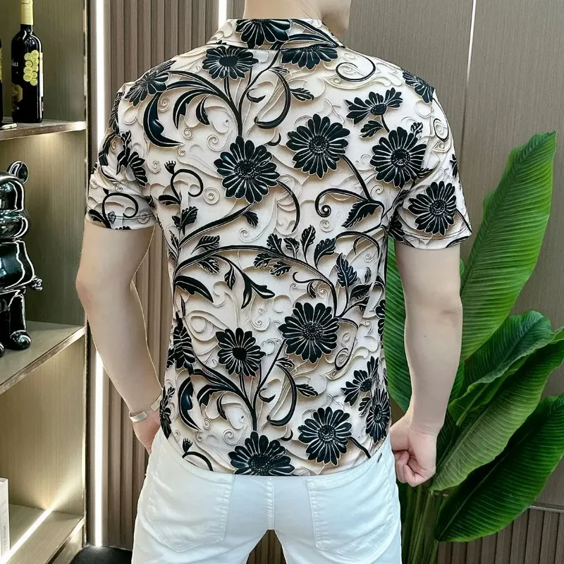 New Summer Men's Casual Fashion Short Sleeve Polo Shirt Trendy High End Feeling Handsome Personality Color T-Shirt