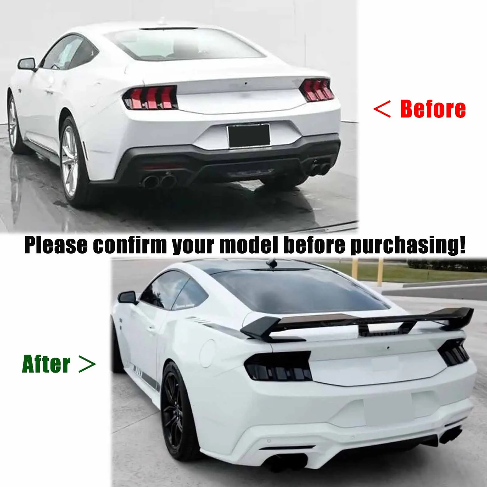 ل 2024-2025 فورد موستانج GT/EcoBoost الظلام الحصان نمط الجناح الخلفي سيارة الخلفي سبويلر ألياف الكربون طباعة اكسسوارات السيارات طقم الجسم
