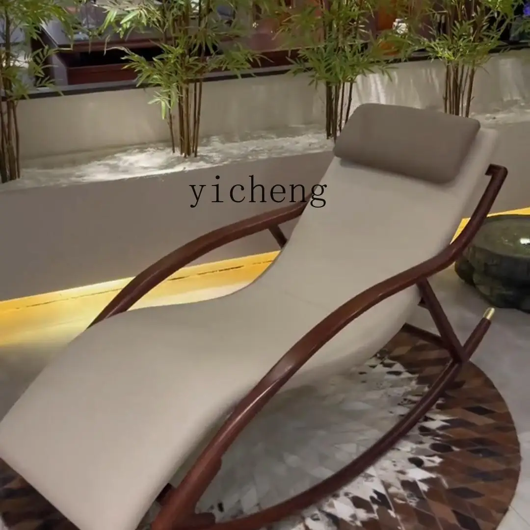 

LSL New Chinese Style Black Walnut Rocking Chair Simple Luxury Solid Wood Living Room Balcony Recliner