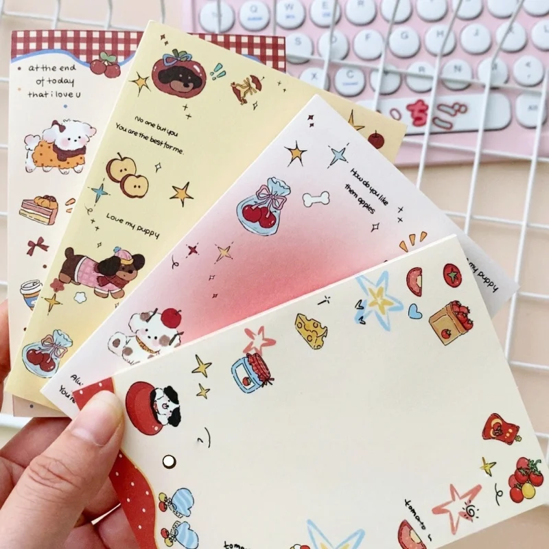 50Page/Book A7 Notepad，Ins Style Cute Puppy Pockets Notebook Notes Memo Notes Scribbling Pad