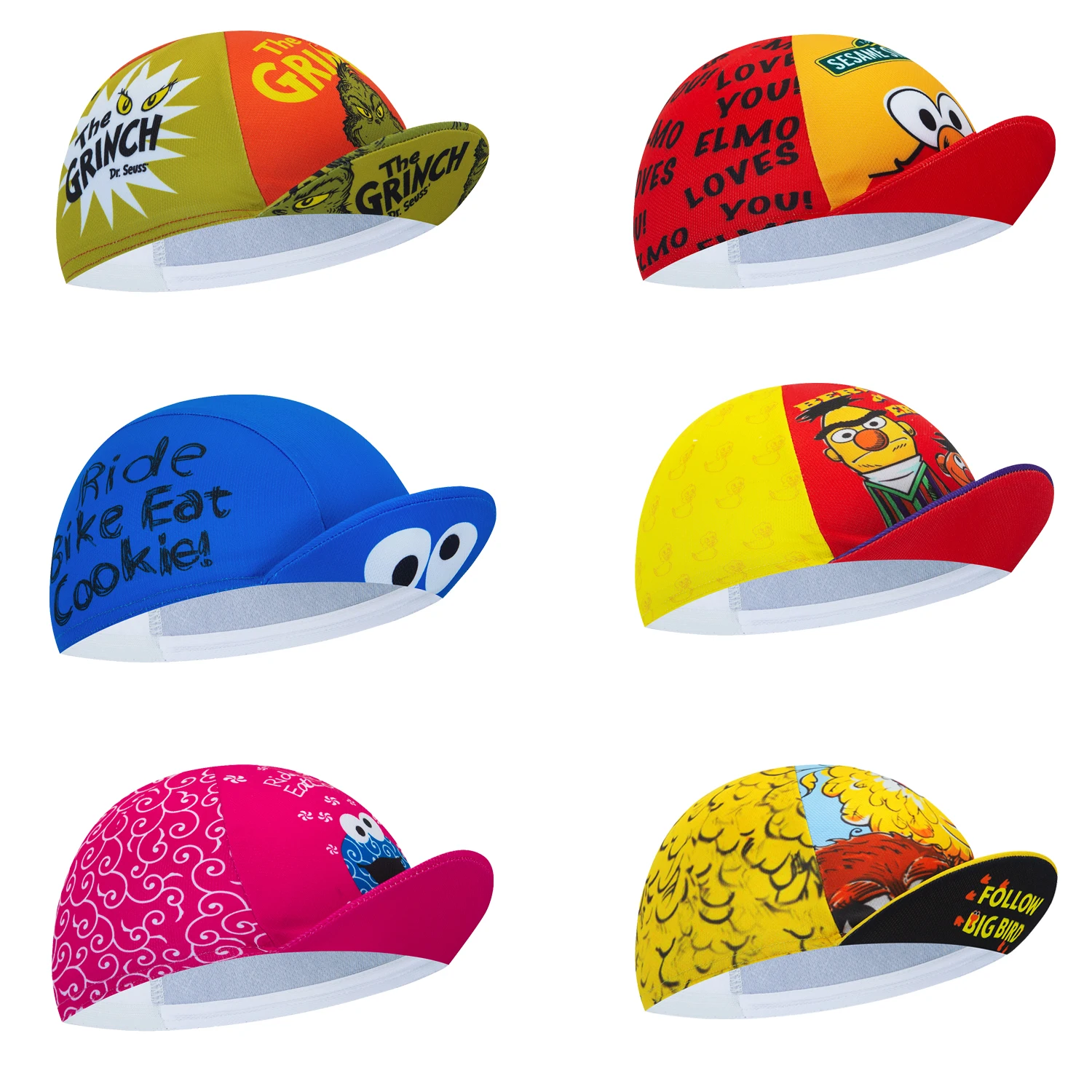 New Cartoon Men&Women Blue&Red&Yellow Cycling Caps Funny Summer Breathable Quick Dry Bicycle Hats 6 Style