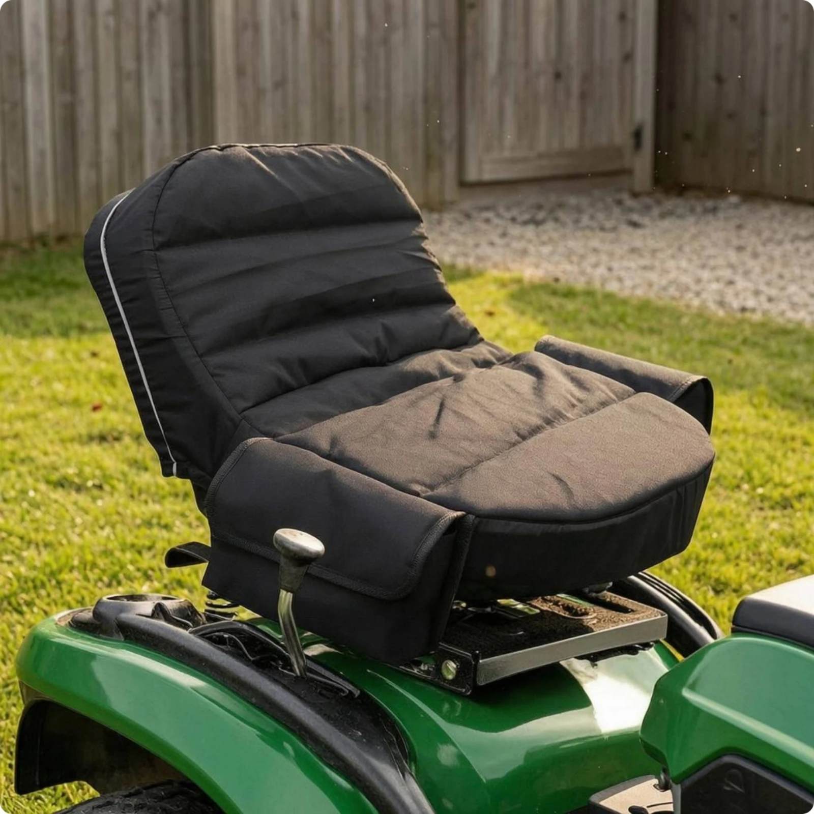 Riding Mower Seat Cover Storage Pockets Cushioned Mower Seat Cover Yard Equipment Padded Waterproof
