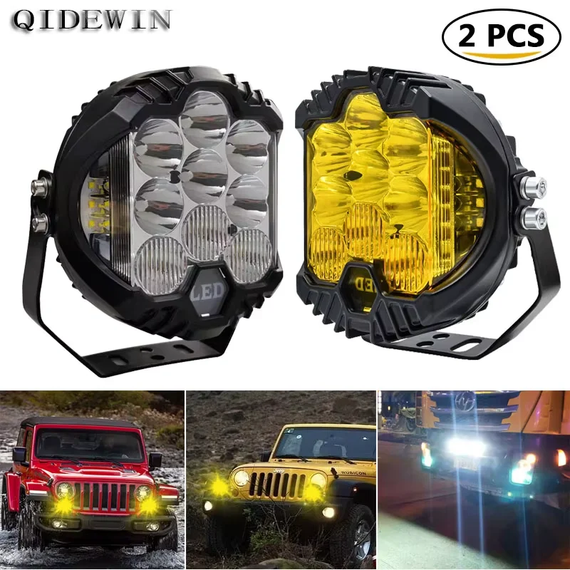 100W 3 5 7 Inch Three Side Combo Flood Spot Work Light Auxiliary Fog Light For Motorcycle Jeep Truck Off-road Vehicles ATV UTV