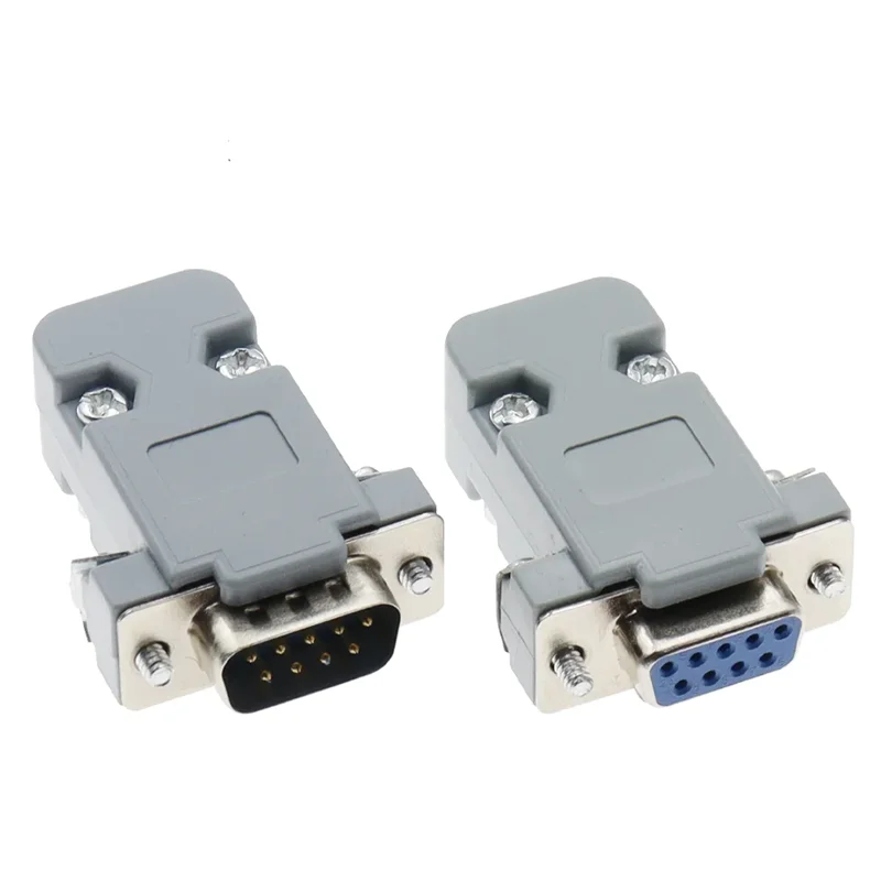 5PCS RS232 Serial Port Connector DB9 Female Male Socket Plug Connector 9pin Copper RS232 COM Socket Adapter Plastic Shell