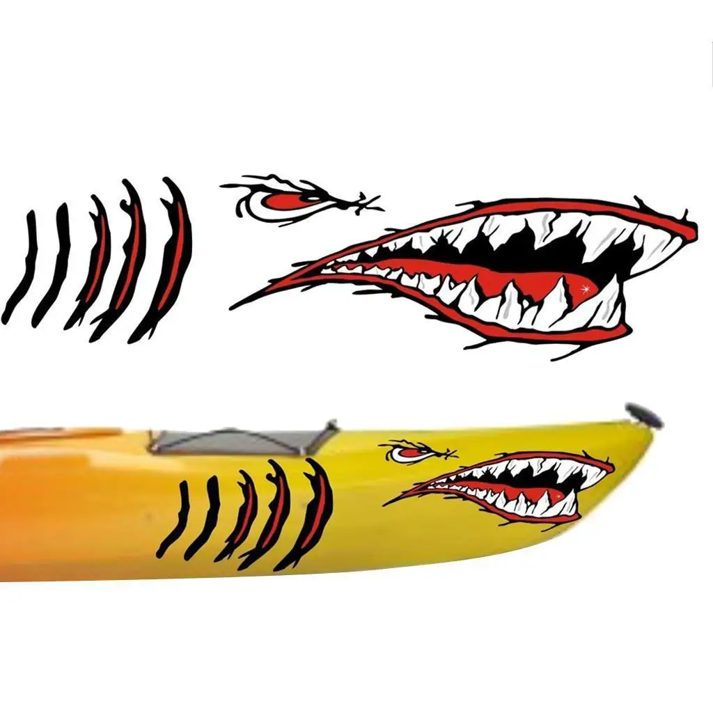 2 Pcs M2178 Shark Mouth Decals Sticker Kayak Canoe