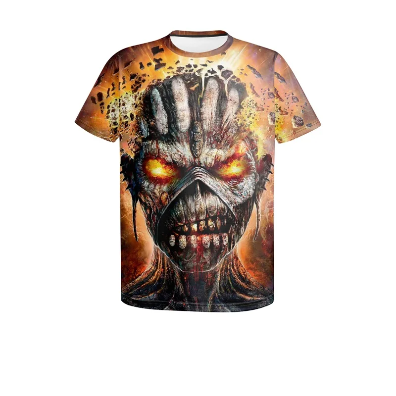 2024 Summer Men's T-shirt Painted Skull Print Blazer Fashion Top Crewneck Tees Men's Short Sleeve Plus-size Polyester Clothing