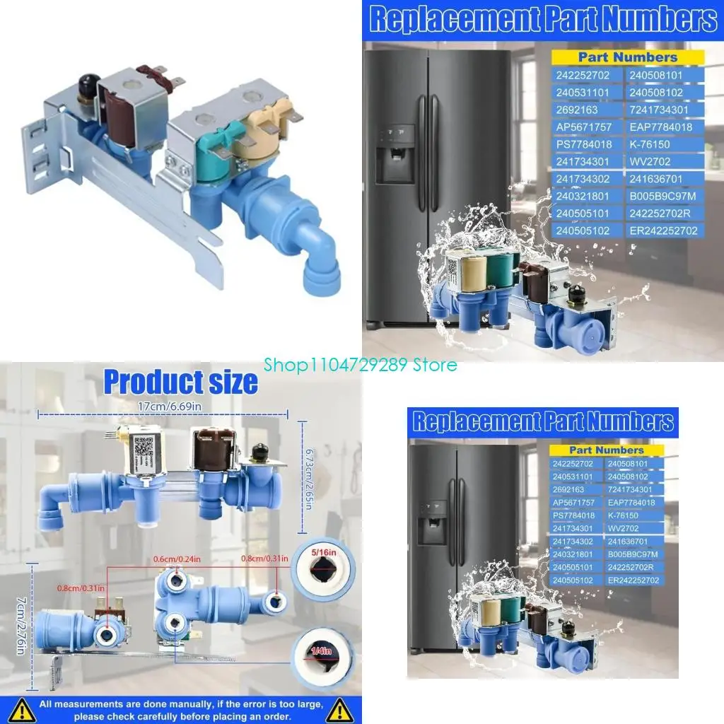 

D8KE Long Lasting Triple Solenoid Water Inlet Valves 242252702 for Refrigerator Model