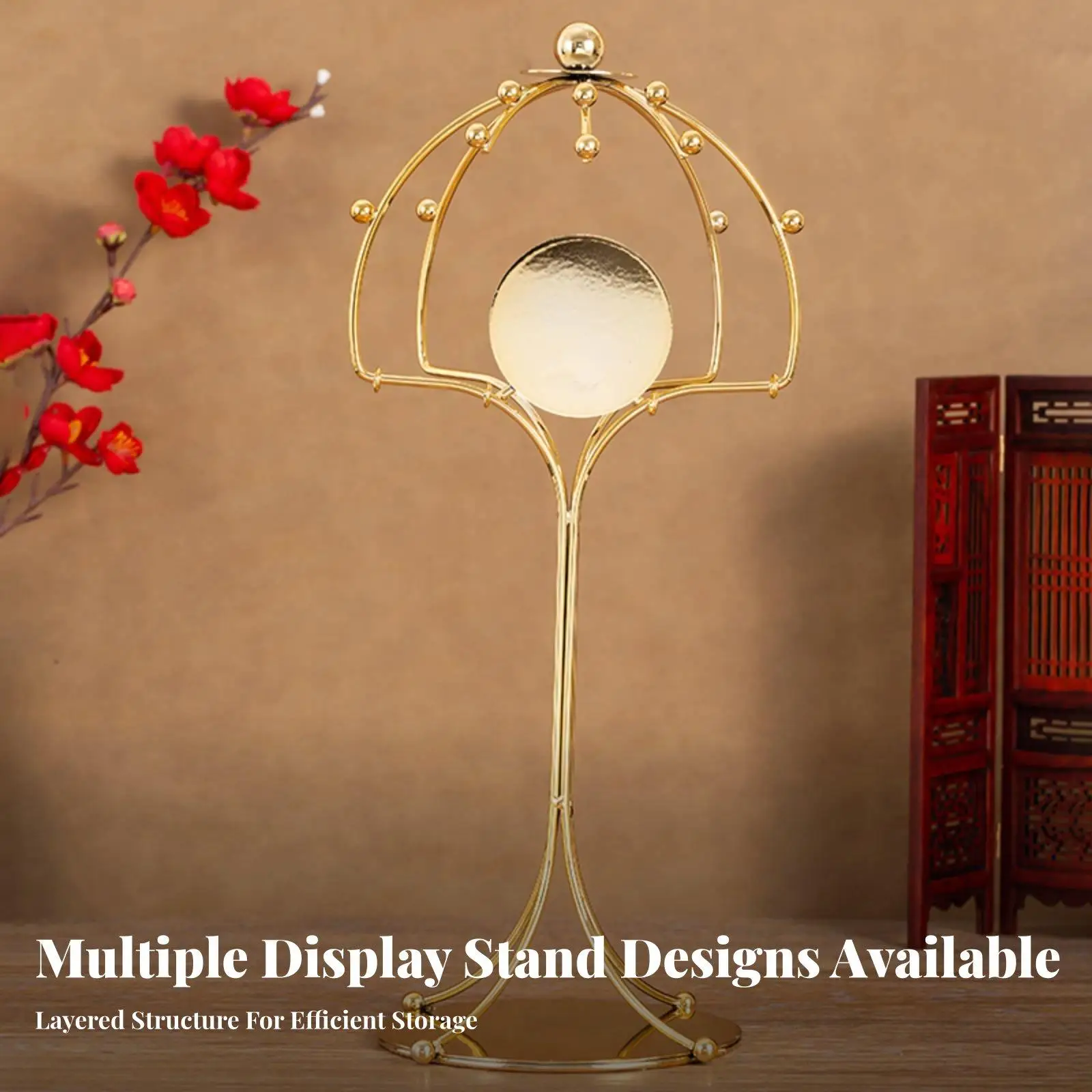 Sturdy Metal Display Stand for Headpieces Tiaras Necklaces Bracelets Jewelry Organizer Gold Finish Holder for Boutique Showcase