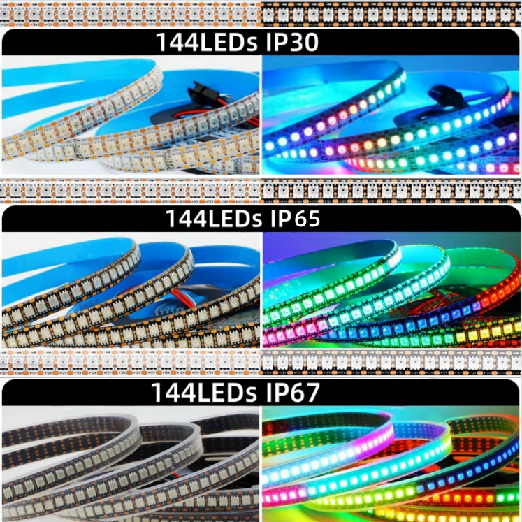 1/3/4/5M DC12V WS2815 LED Strip Individually Addressable Pixel IC Light Tape 30/60/74/96/144 Leds/m 5050 RGB Flexible Lamp Bar