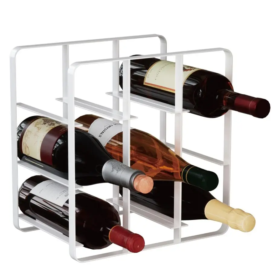 

Подставка для 9 бутылок вина, современная металлическая подставка для вина на столешницу для кухни, кладовой и хранения в шкафу, сборка не требуется, белая.