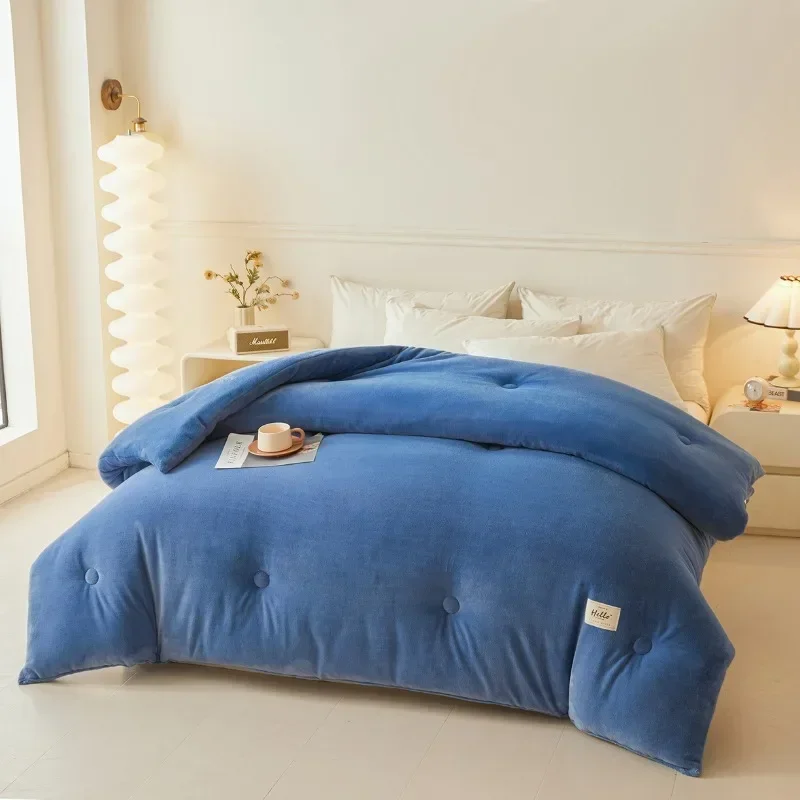 

2025 new winter thickened warm soft solid color milk fleece winter quilt can be used in all seasons