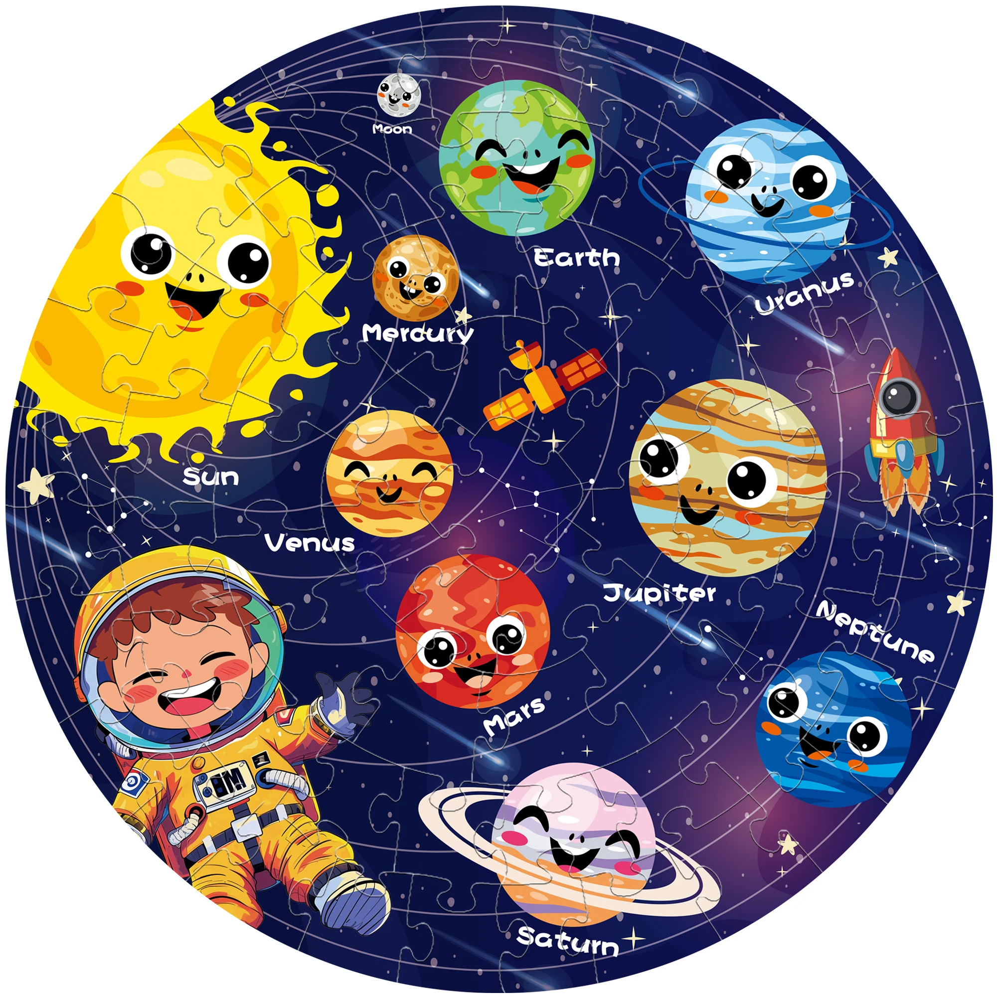 70 Piece Puzzle for Kids, Jigsaw Puzzles, Educational Toy for Boys, Large Round Floor Puzzles