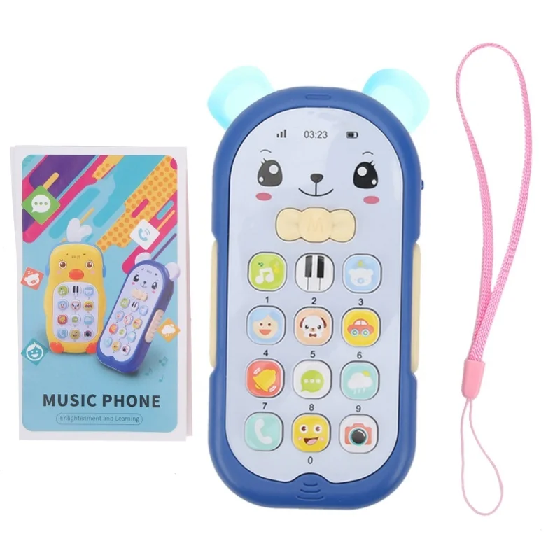Babytelefoon Speelgoed Simulatie Telefoon Muziek Geluid Lichteffect Kinderen Mobiele telefoon Speelgoed Blauw