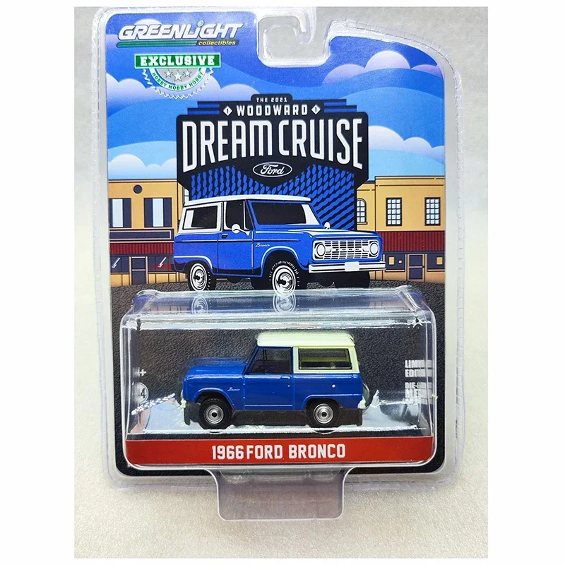 GreenLight Diecast 1:64 Scale 1966 Ford Bronco Travel Style Alloy Simulation Car Model Collection Display Toy