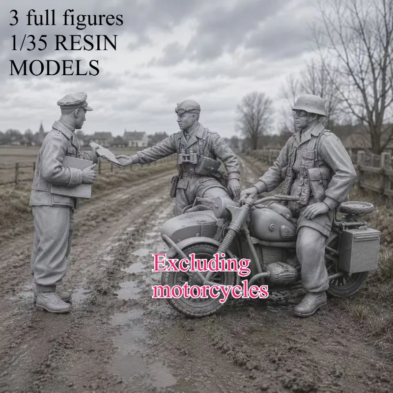 1/35 Maßstab Druckguss-Harz-Bausatz, Historisches Miniatur-Diorama Spielzeugsoldaten-Set mit 3 Figuren, Unmontiert und Unbemalt