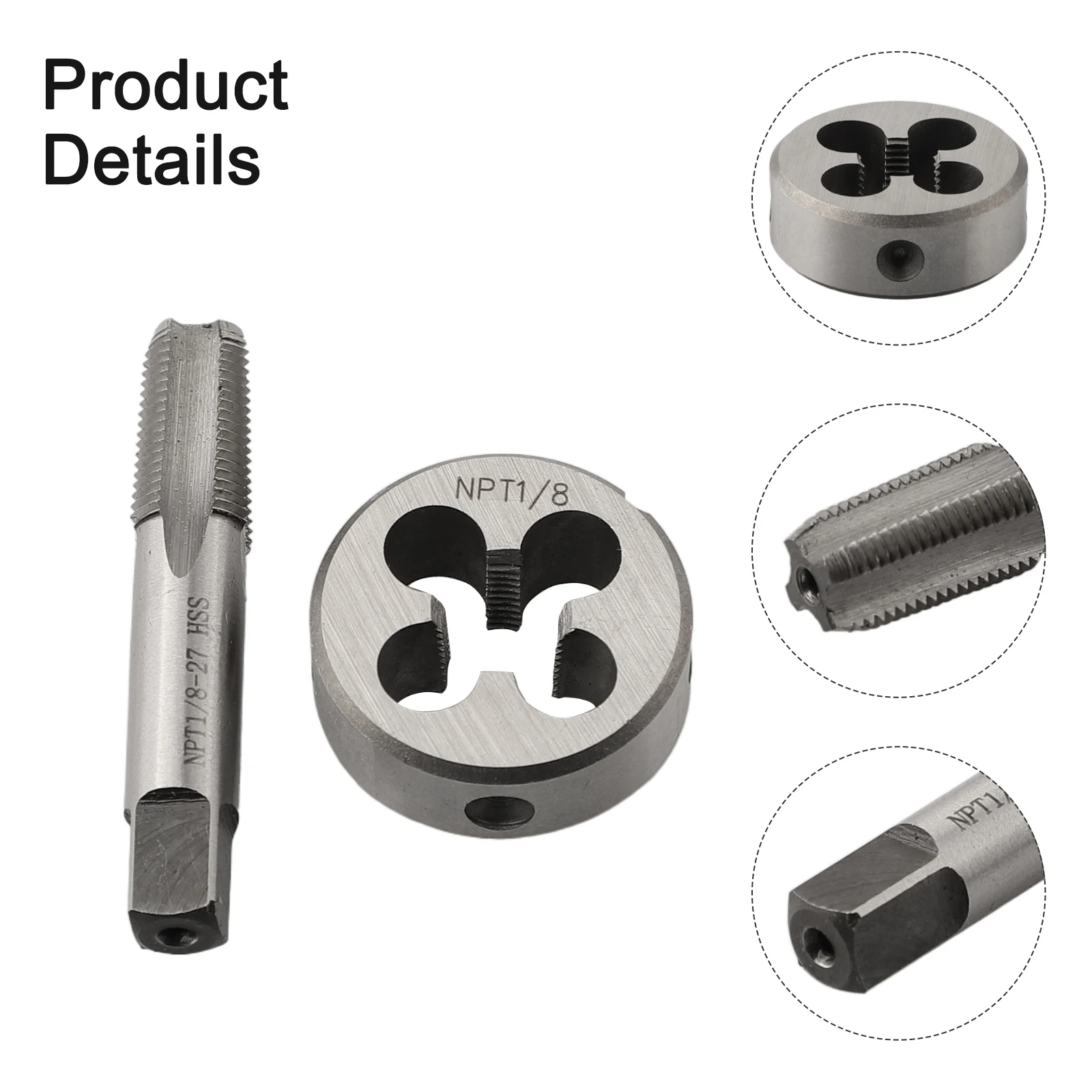 1pcs 1/8 NPT Tap + 1pcs 1/8 NPT Die 1/8-27 NPT/Z Right Hand  High Quality 1 1/8 NPT Tap + 1 1/8 NPT Die 1/8-27 NPT/Z Right Hand