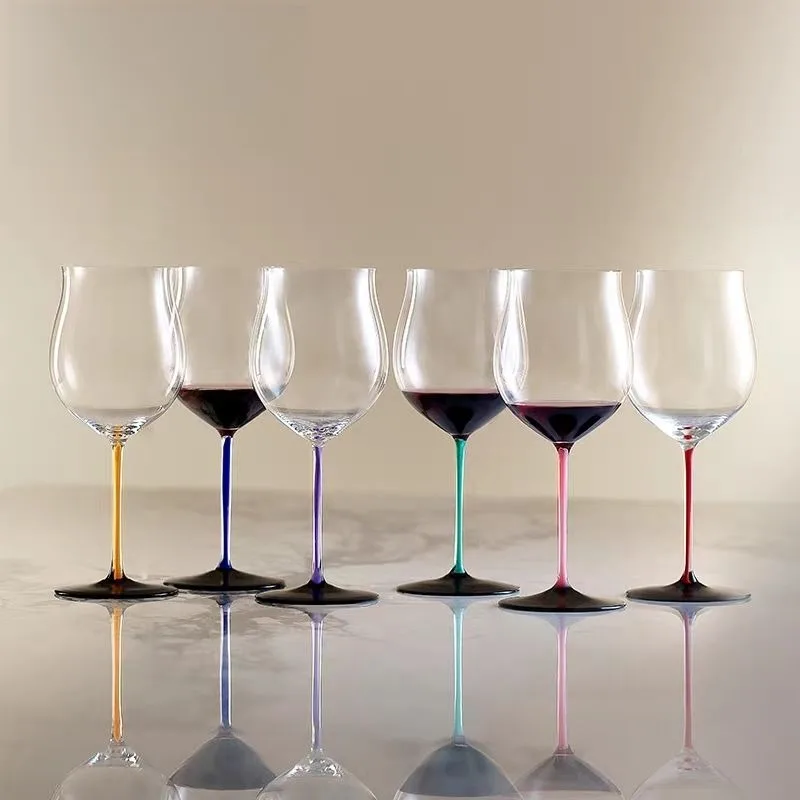 Handmade six-color collector's edition crystal red wine glass portable case
