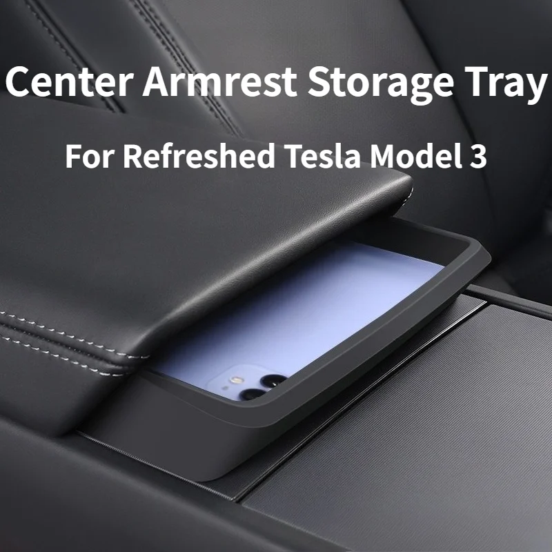 Center Armrest Storage Organizer Fits Refreshed Tesla Model 3 Center Console Pocket Tray Interior Storage Mod Accessories Parts