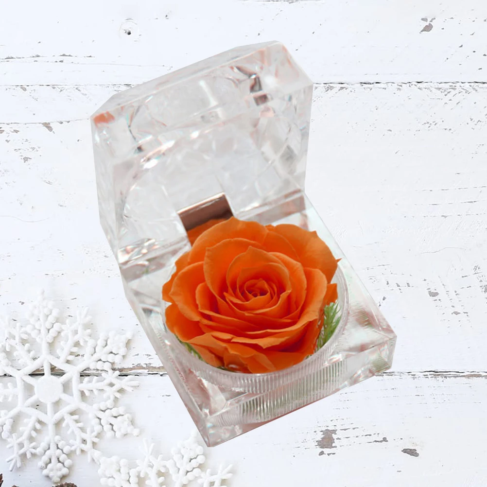 

1Pcs Preserved Fresh Flower Eternity Rose Romantic Lover Gift Drawer Box Orange Perfect for Home Wedding Party Decor