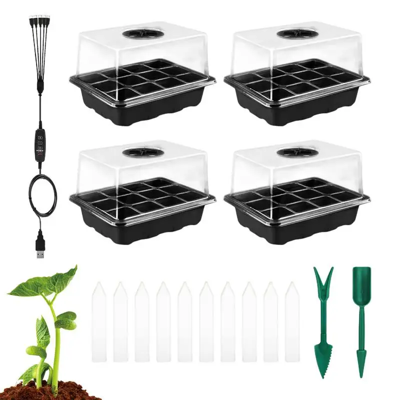 

Seedling Trays With Dome Elevated Seedling Starter Trays Kits Timing Gardening Plant Germination Tray Clone & Plant Propagation