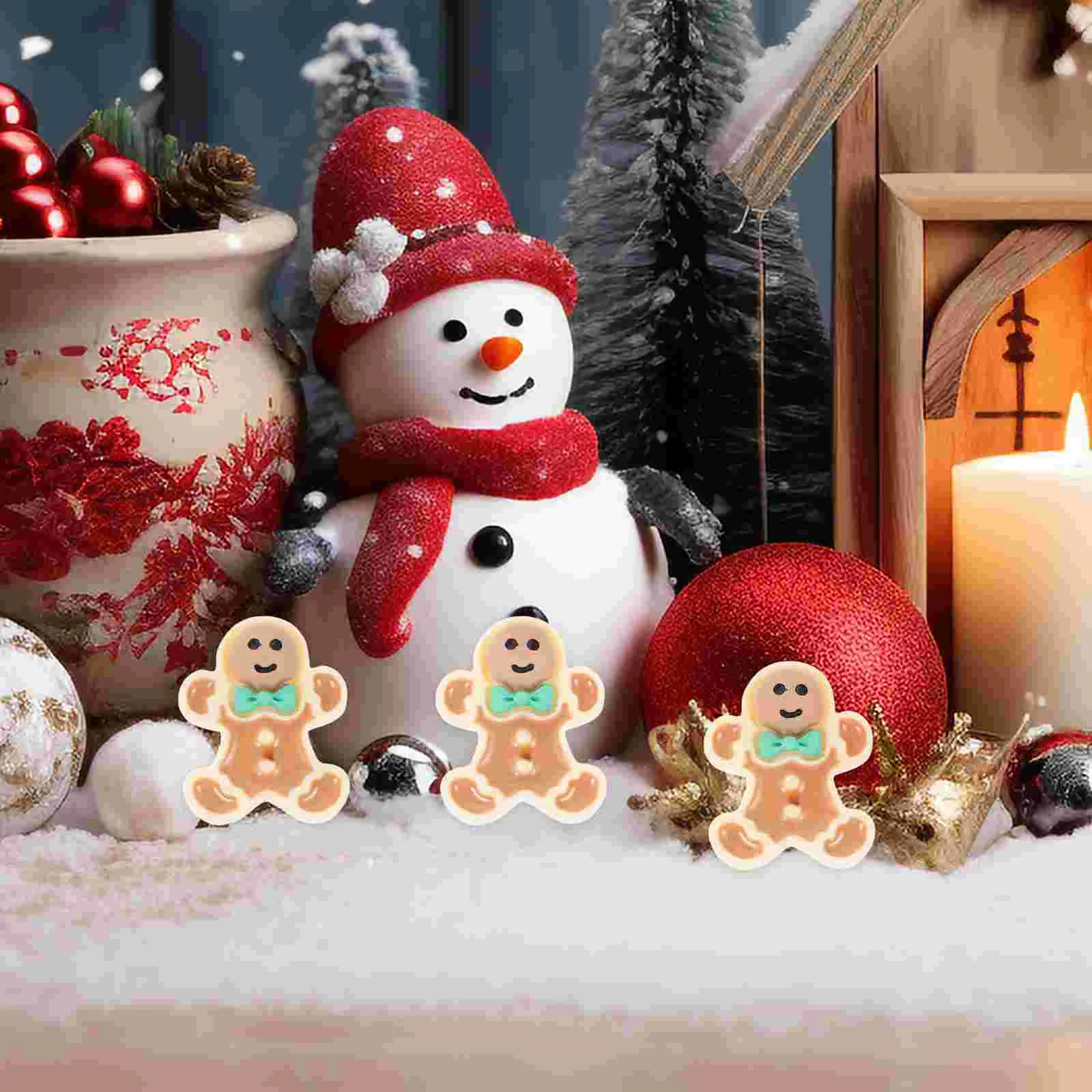 

40 Pcs Christmas Accessories Gingerbread Man Mould Simulation Lovely Decoration DIY Layout Keychain Accessory Chocolate Cookies