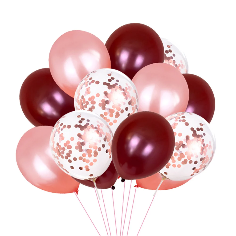 

50Pcs Birthday Wedding Balloons Latex 12 Inch Simple Rose Gold Wine Red Confetti Party Decorations Party Balloons